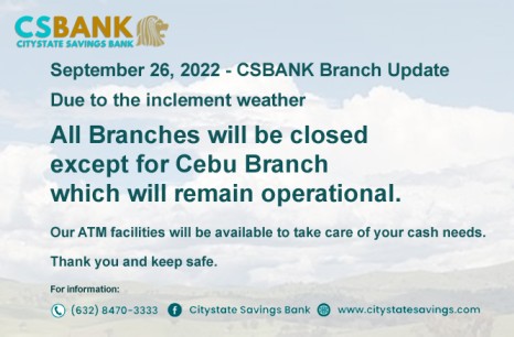 Branch Banking Schedule on September 26, 2022
